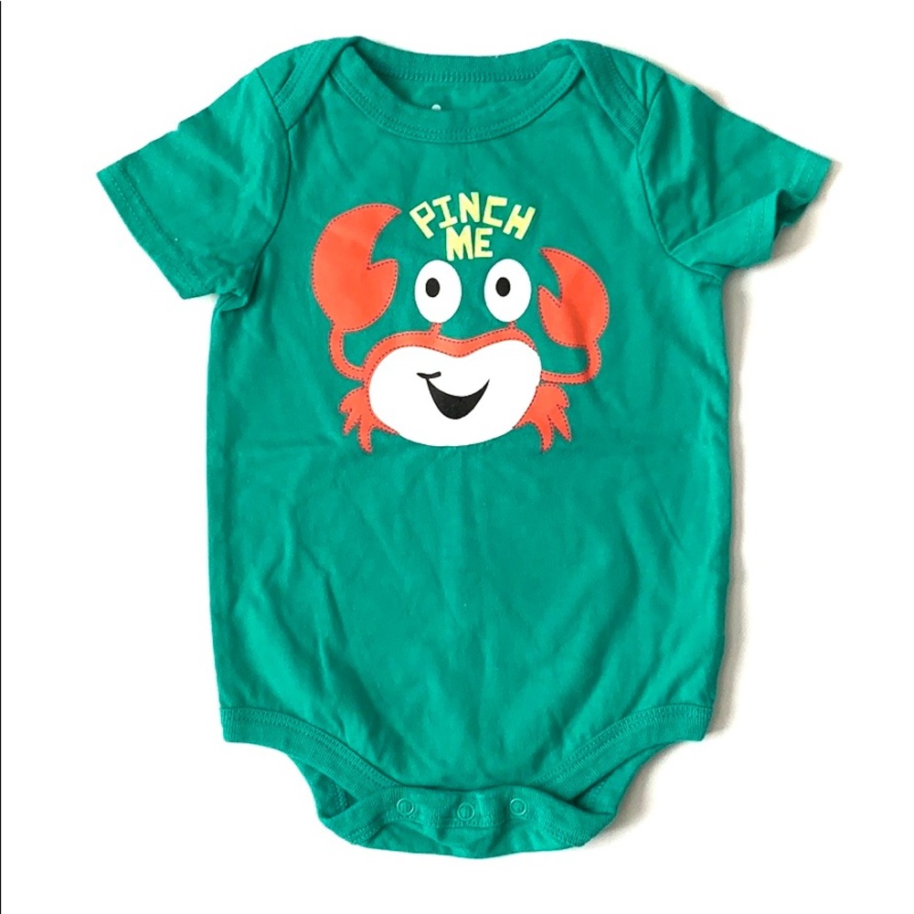 Baby Boy 3m Onesie Beach Pinch Me Crab Summer Teal Green